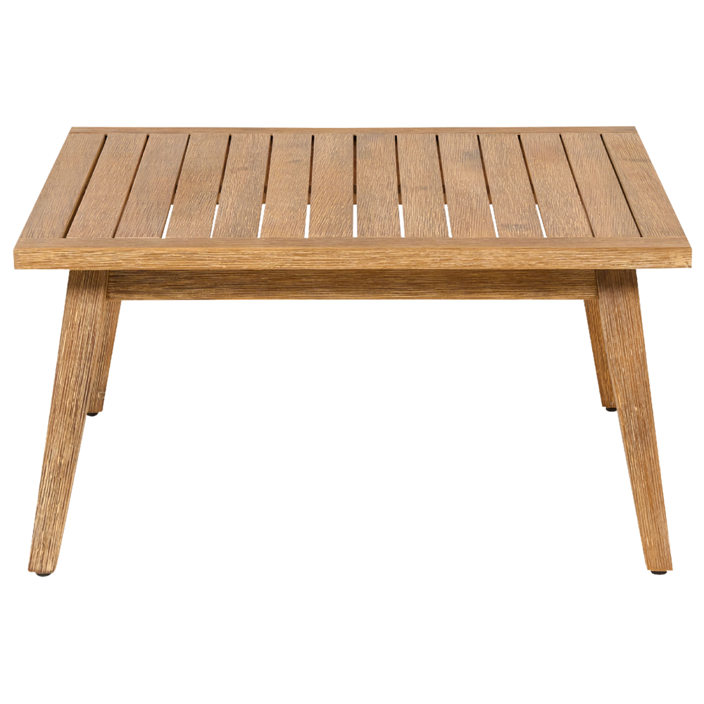 Set Giardino Rattan Beige Divano Ad Angolo Tavolo In Legno Patio Esterno Moderno 5 posti