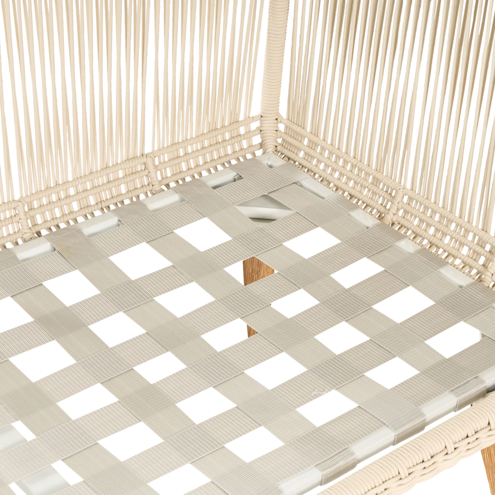 Set Giardino Rattan Beige Divano Ad Angolo Tavolo In Legno Patio Esterno Moderno 5 posti