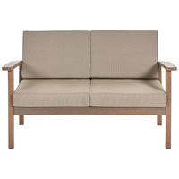 Set Divani Da Giardino Taupe Cuscini In Legno Massello Di Acacia 4 Posti Con Tavolo Set