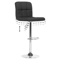 Set di 2 sgabelli da bar da cucina in tessuto di colore nero girevoli regolabili in altezza
