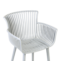 Set di 4 sedie da pranzo in plastica grigio per interni ed esterni da giardino con braccioli in stile minimalista