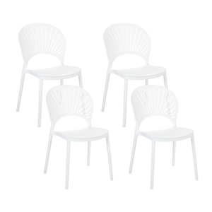Set di 4 sedie da pranzo in plastica bianco per interni ed esterni da giardino impilabili in stile minimalista