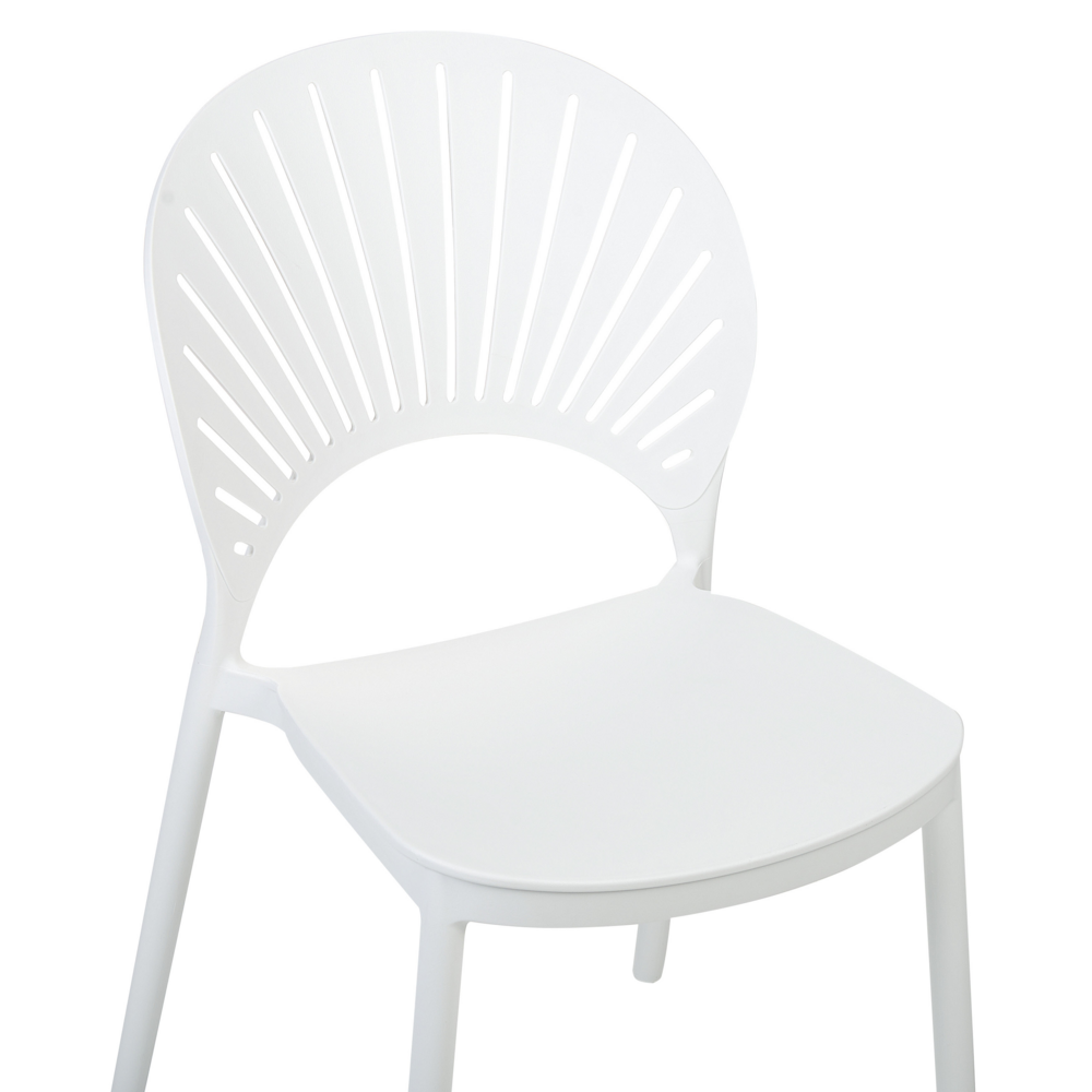 Set di 4 sedie da pranzo in plastica bianco per interni ed esterni da giardino impilabili in stile minimalista