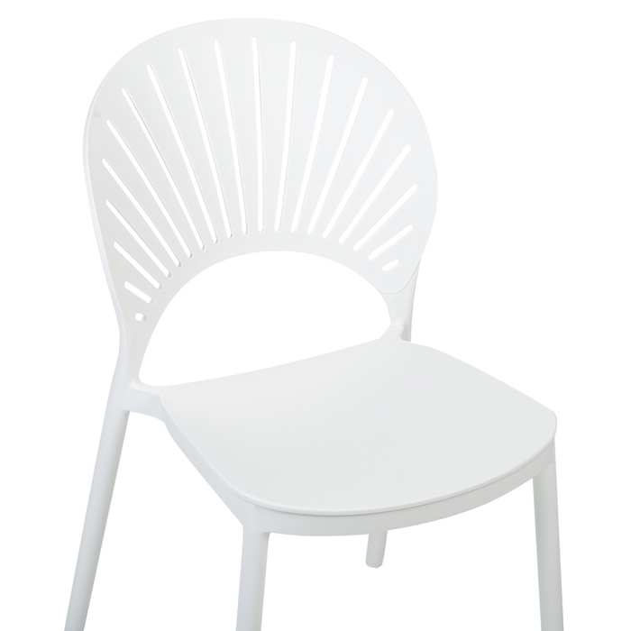 Set di 4 sedie da pranzo in plastica bianco per interni ed esterni da giardino impilabili in stile minimalista
