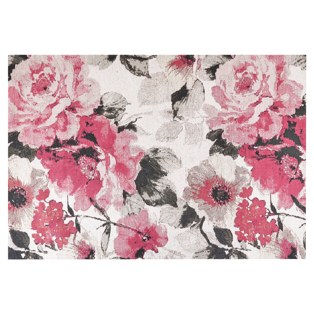 Tappeto in cotone Motivo fiori rosa 140 x 200 cm Rustico Boho