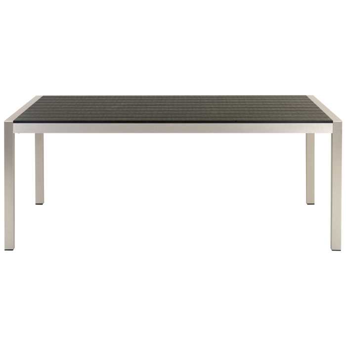 Tavolo da pranzo con struttura in alluminio anodizzato nero e argento per 6 persone 180 x 90 cm dal design moderno