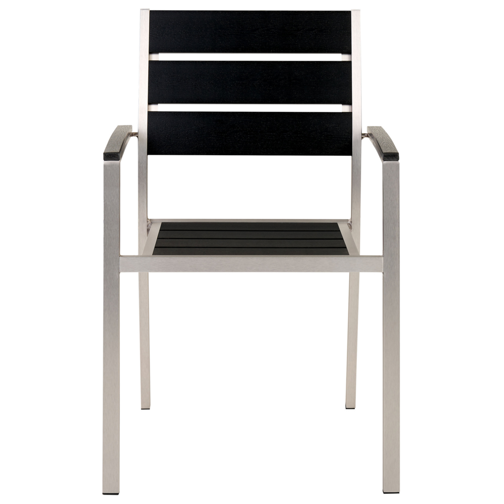 Set di 6 sedie da giardino da pranzo nero e argento con schienale a doghe in alluminio anodizzato set di sedie da esterno