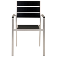 Set da Giardino 6 Sedie Tavolo Rettangolare Nero e Argento in Alluminio Anodizzato