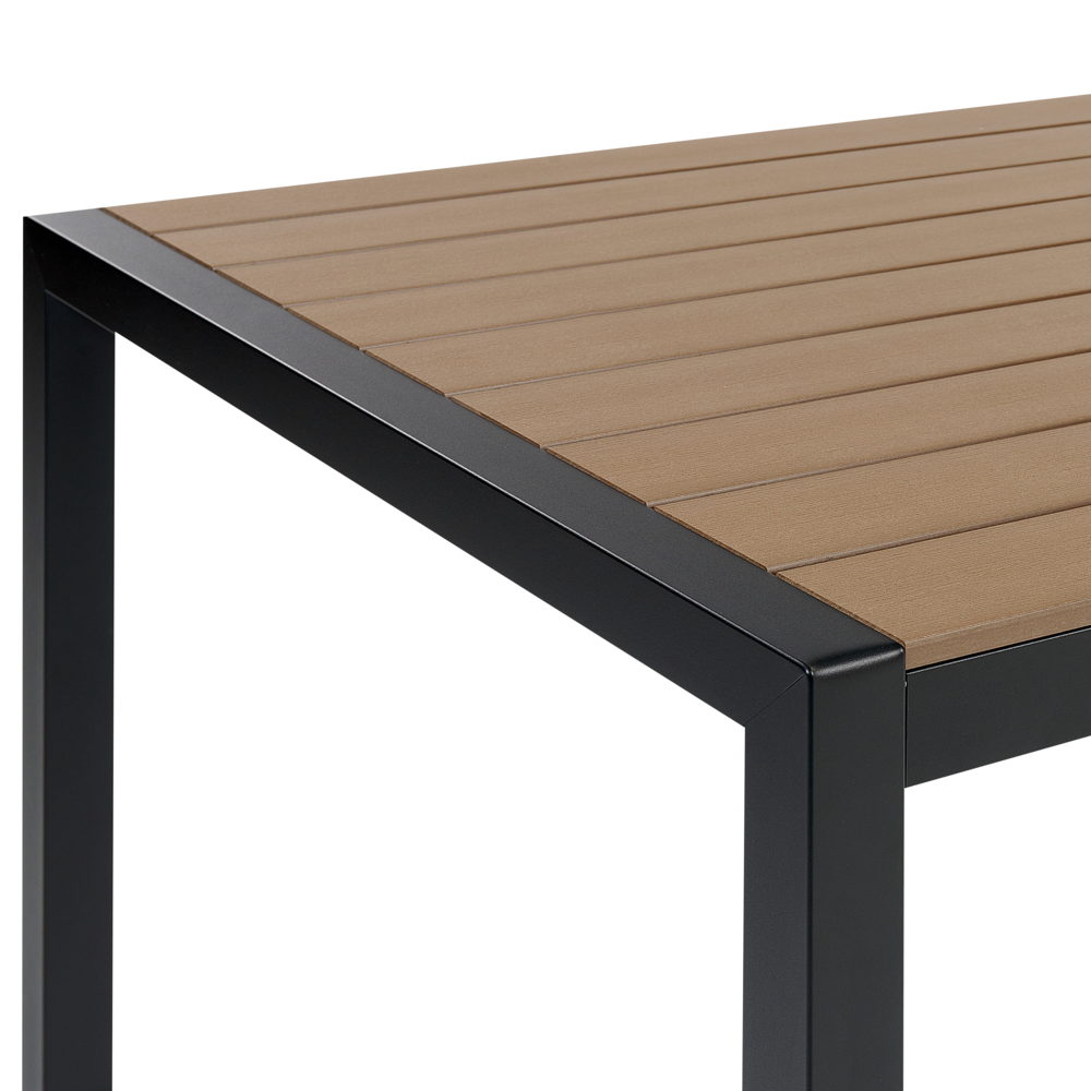 Tavolo da pranzo con struttura in alluminio anodizzato legno chiaro e nero per 6 persone 180 x 90 cm dal design moderno