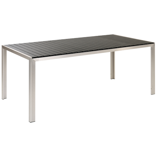 Set da Pranzo da Giardino Tavolo Rettangolare 2 Panche Telaio Alluminio anodizzato nero esterno terrazzo