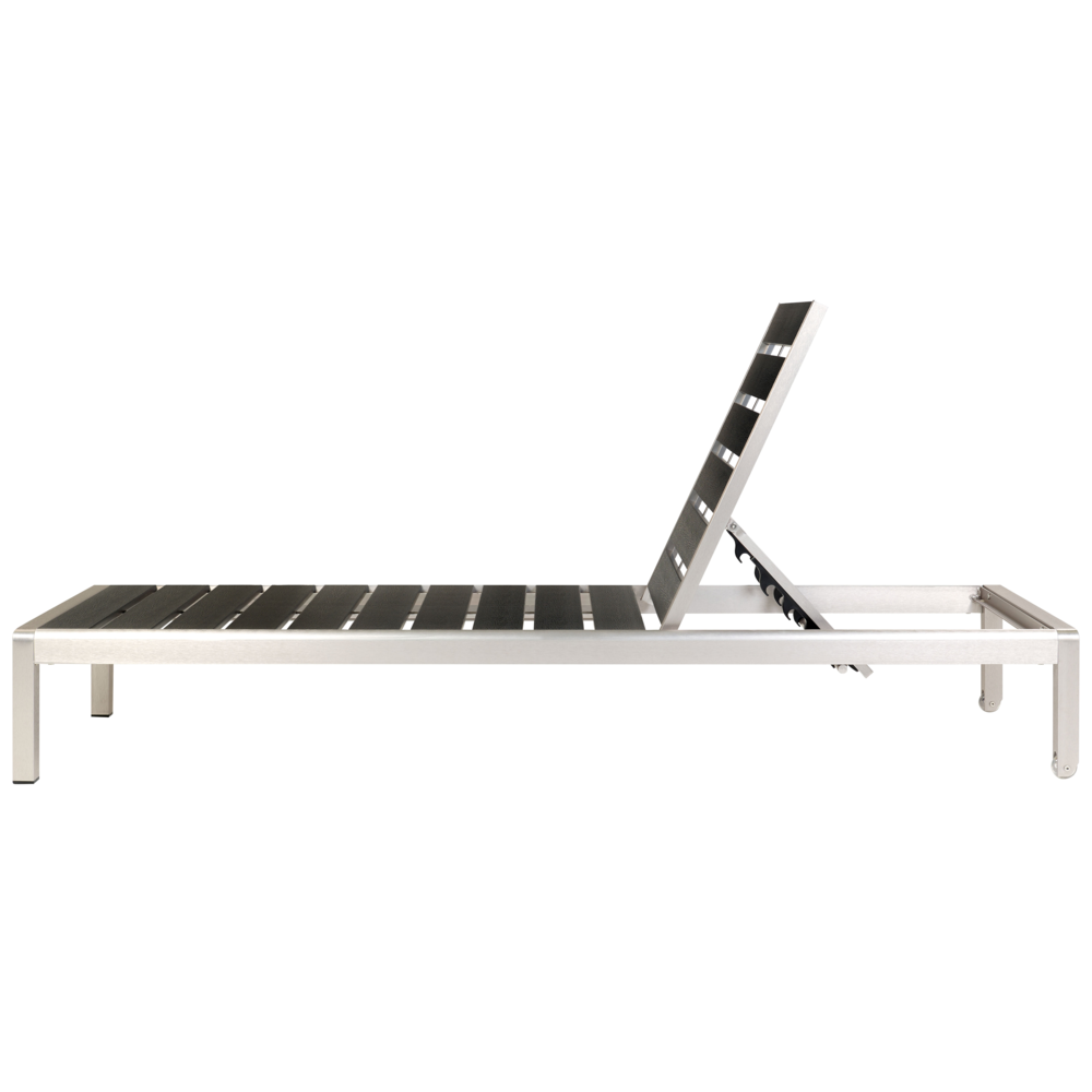 Lettino da esterno da giardino Struttura in alluminio nero Schienale reclinabile regolabile