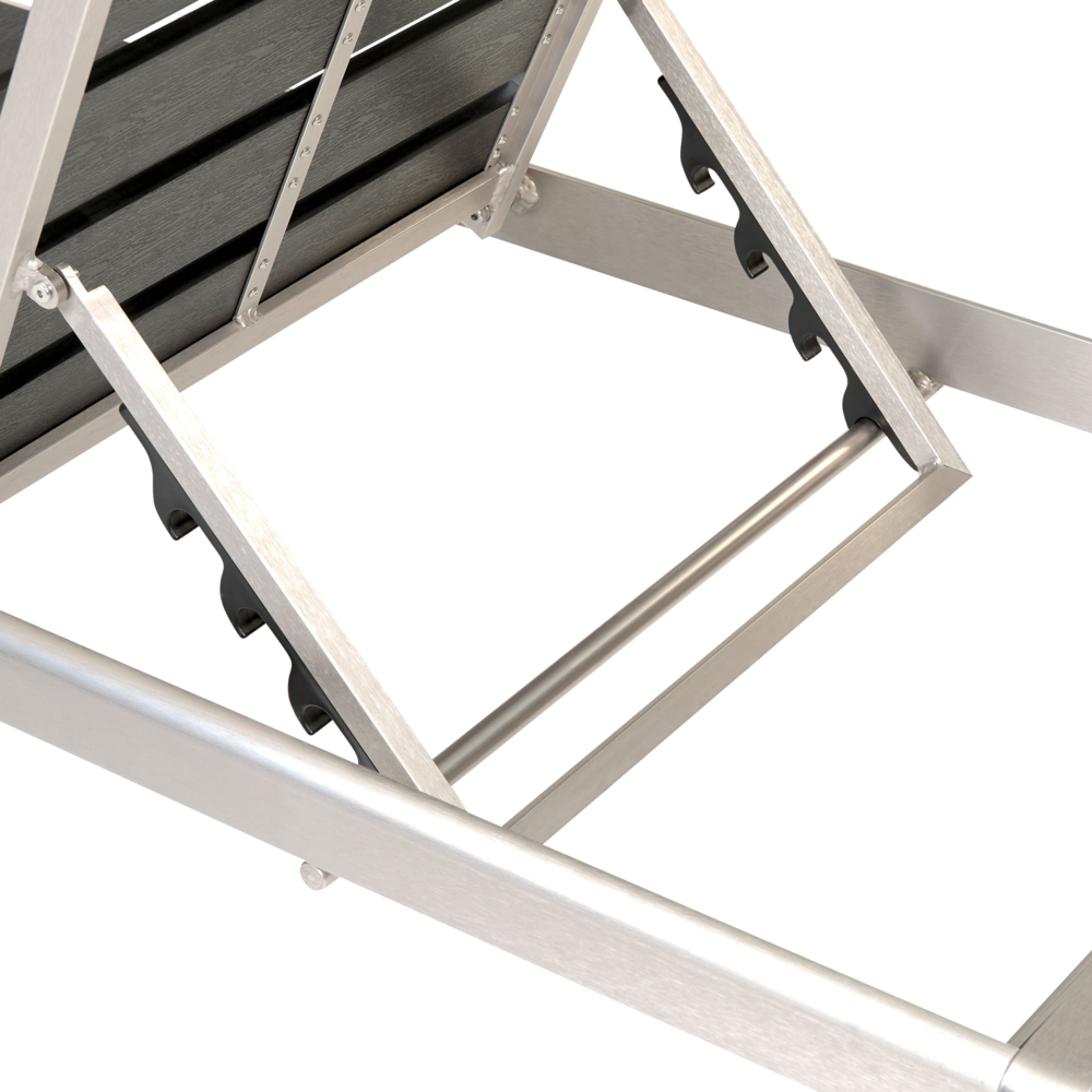 Lettino da esterno da giardino Struttura in alluminio nero Schienale reclinabile regolabile