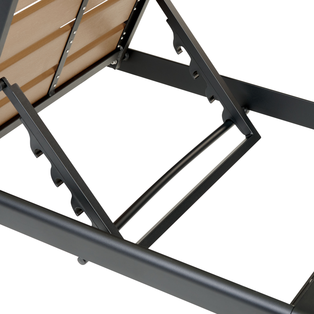 Lettino da esterno da giardino Struttura in alluminio Legno Chiaro e Nero Schienale reclinabile regolabile