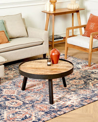 Tappeto lungo in cotone blu e rosso 200 x 300 cm effetto invecchiato stile orientale ingresso soggiorno