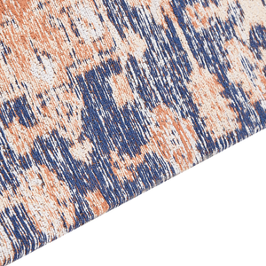 Tappeto lungo in cotone blu e rosso 200 x 300 cm effetto invecchiato stile orientale ingresso soggiorno