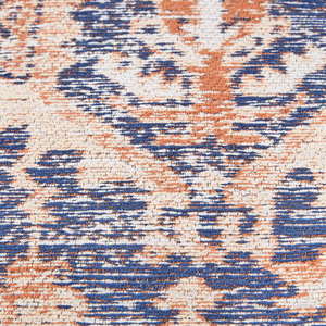 Tappeto lungo in cotone blu e rosso 200 x 300 cm effetto invecchiato stile orientale ingresso soggiorno