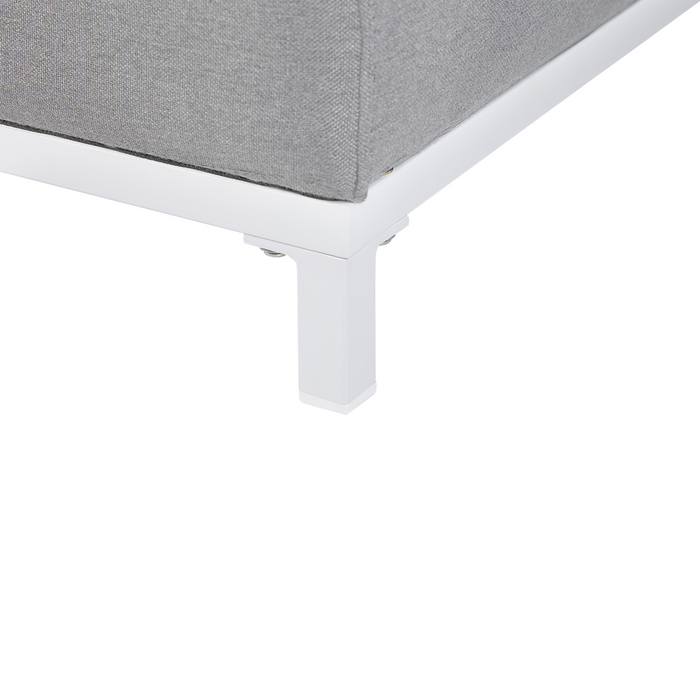 Divano da giardino in tessuto grigio e gambe in alluminio bianco mobili da esterno per interni resistente alle intemperie