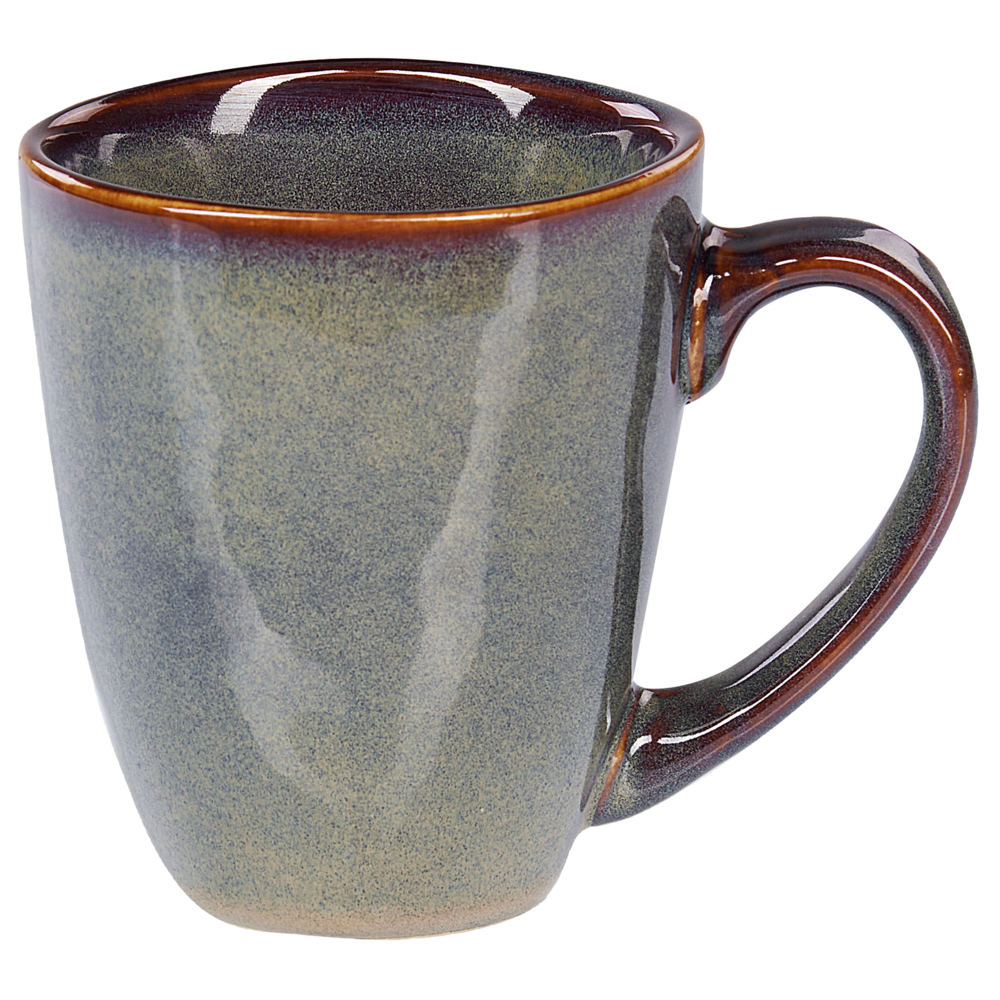 Set di 16 pezzi di gres verde scuro con finitura a smalto reattivo Servizio per 4 persone Struttura in pietra Cucina Sala da pranzo