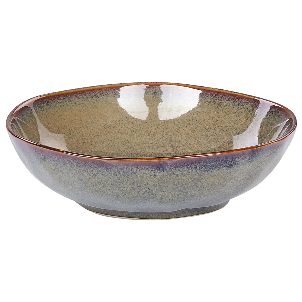 Set di 16 pezzi di gres verde scuro con finitura a smalto reattivo Servizio per 4 persone Struttura in pietra Cucina Sala da pranzo