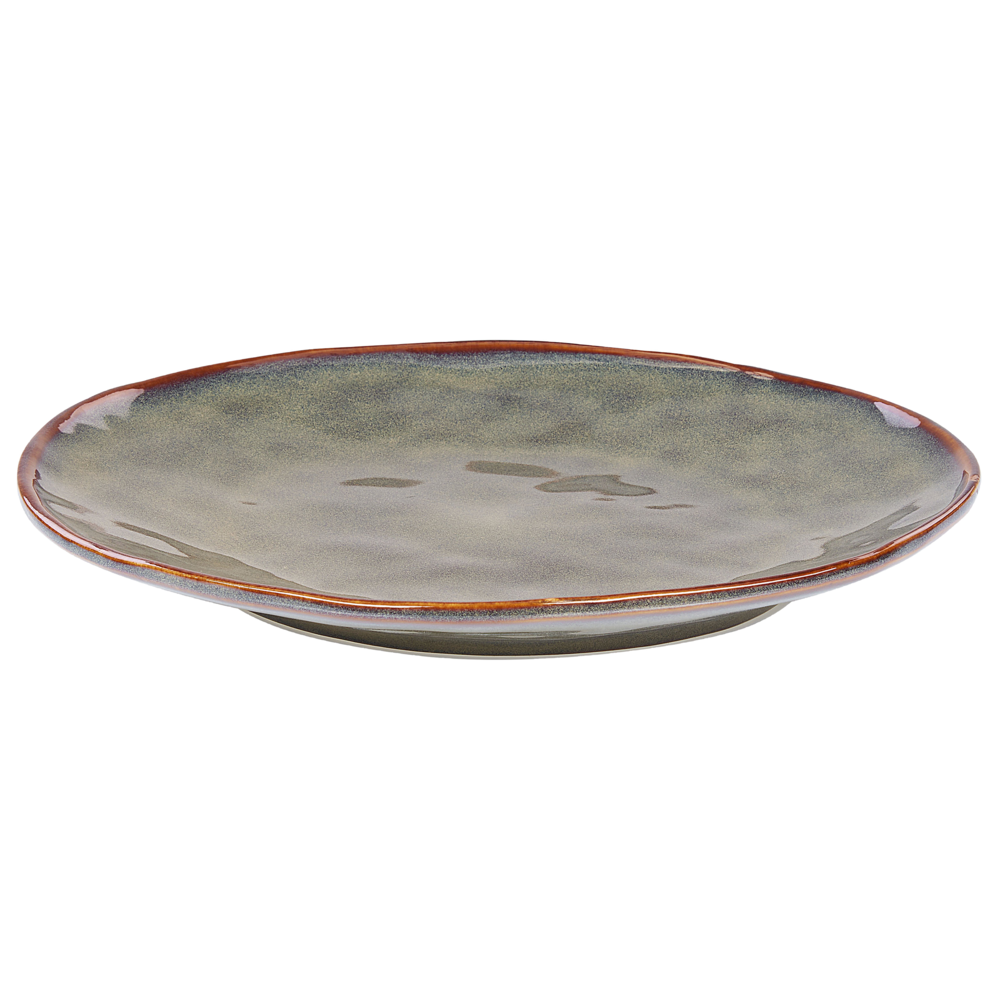 Set di 16 pezzi di gres verde scuro con finitura a smalto reattivo Servizio per 4 persone Struttura in pietra Cucina Sala da pranzo