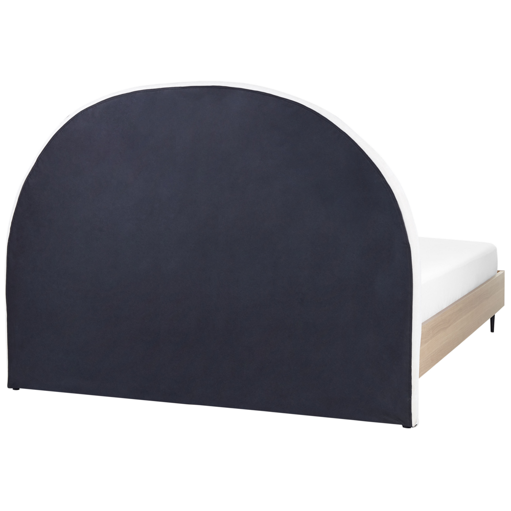 Telaio del letto in tessuto bianco e beige UE Dimensioni 160 x 200 cm Testiera imbottita Telaio in MDF Gambe in metallo Base a doghe in legno Camera da letto in stile moderno