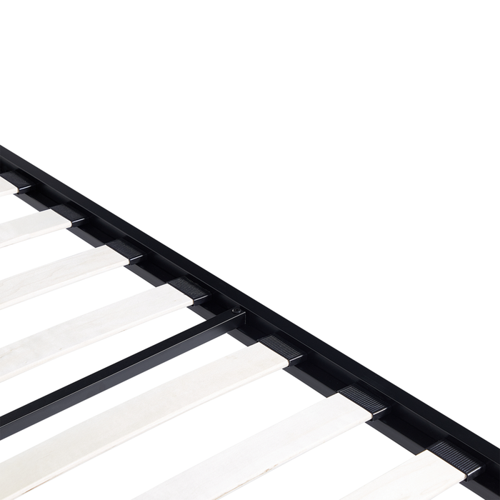 Letto matrimoniale a baldacchino con doghe e struttura in metallo nero 140 x 200 cm stile industriale moderno