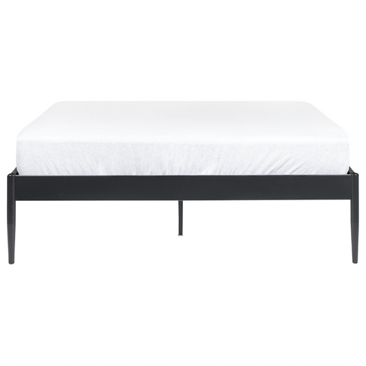 Letto matrimoniale con rete a doghe in metallo nero 140 x 200 cm stile moderno industriale