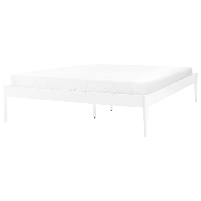 Letto matrimoniale con rete a doghe in metallo bianco 160 x 200 cm stile moderno industriale