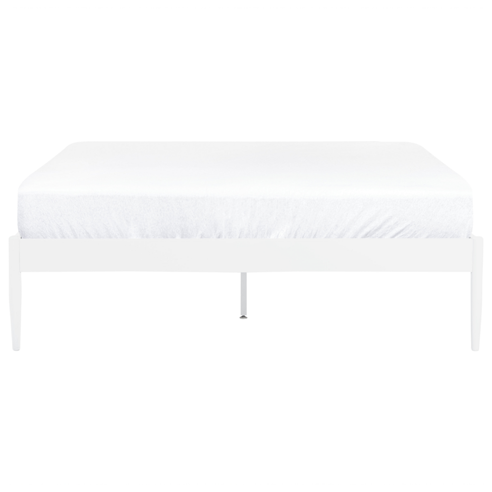 Letto matrimoniale con rete a doghe in metallo bianco 160 x 200 cm stile moderno industriale