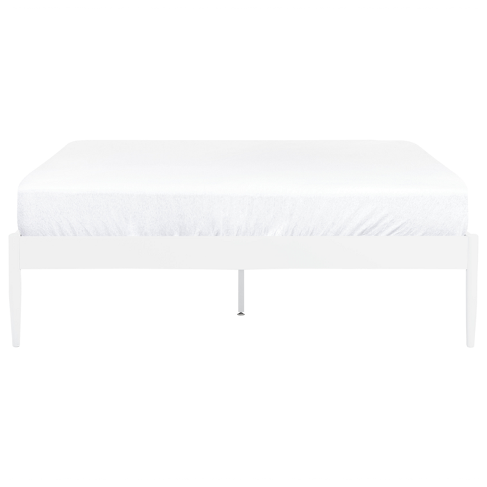 Letto matrimoniale con rete a doghe in metallo bianco 160 x 200 cm stile moderno industriale