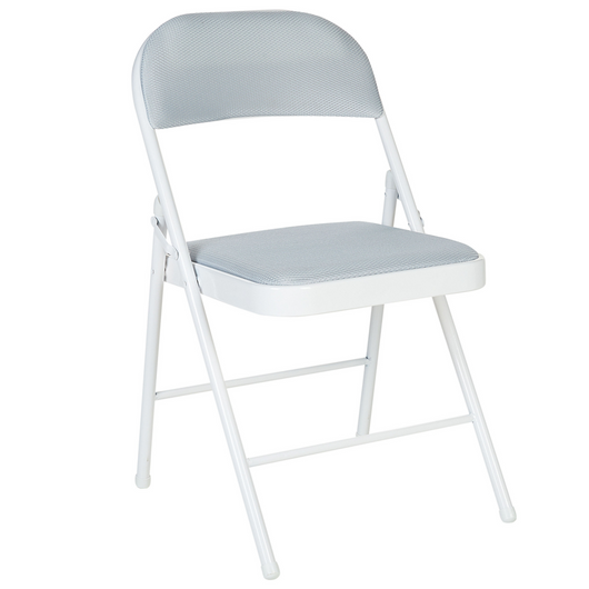 Set di 4 sedie pieghevoli con struttura in metallo Grigio chiaro sedile e schienale imbottiti in tessuto sedili pieghevoli