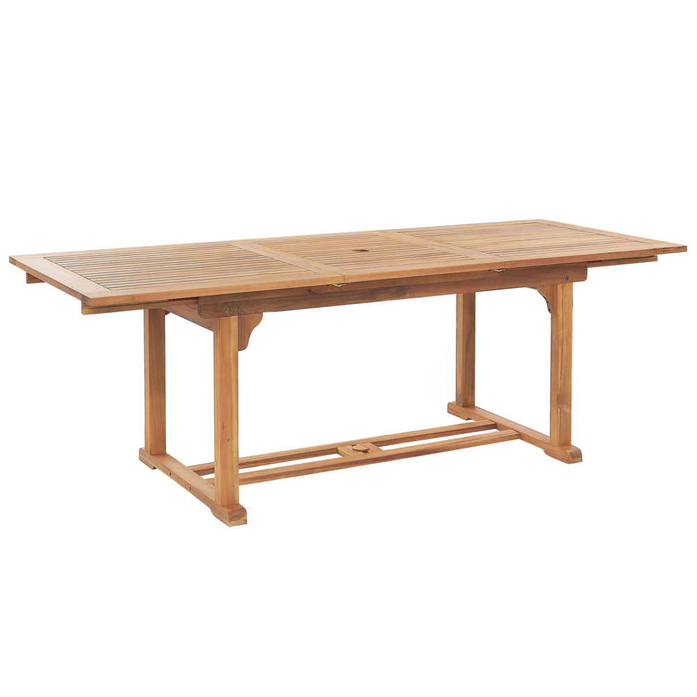 Set da pranzo da giardino in legno di acacia con ombrellone Sedie pieghevoli regolabili a 6 posti in stile country per esterni