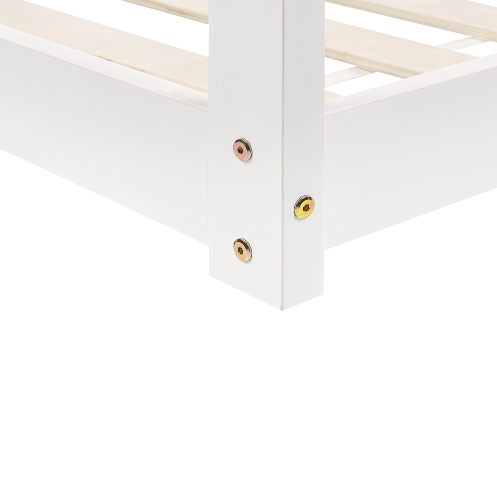 Letto a casetta per bambini in legno di pino bianco UE misura singola 90 x 200 cm con telaio a doghe letto per bambini piccoli