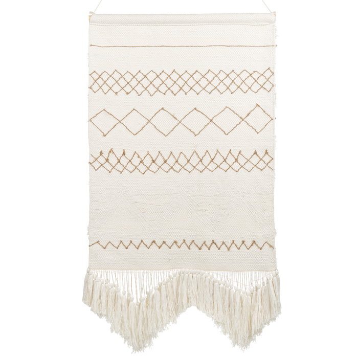 Decorazione da parete in cotone beige chiaro intrecciato a mano con frange Decorazione da parete in stile bohémien Soggiorno Camera da letto