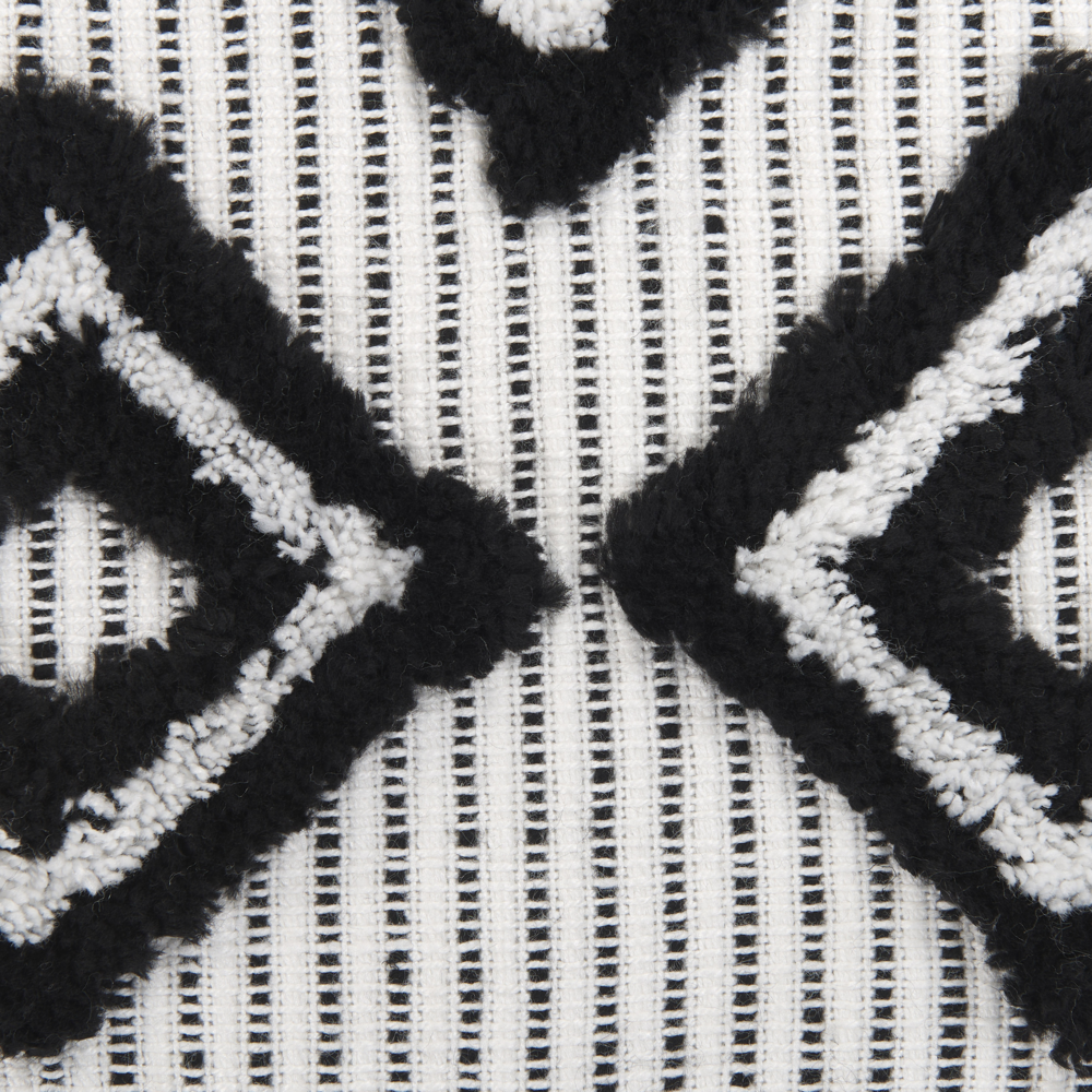 Coperta in poliestere bianco e nero PET 130 x 150 cm con frange decorative Realizzata a mano