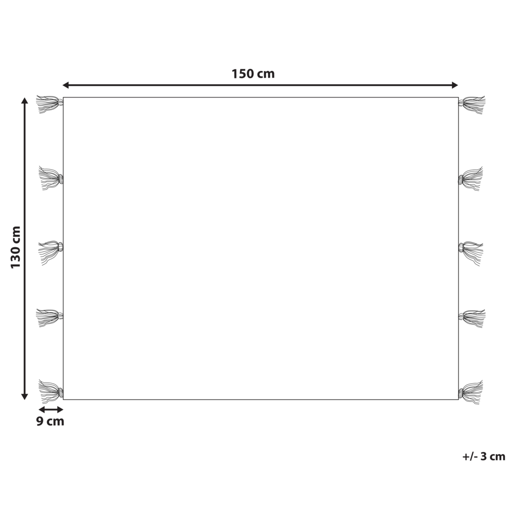 Coperta in poliestere bianco e nero PET 130 x 150 cm con frange decorative Realizzata a mano