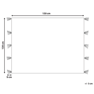 Coperta in poliestere bianco e nero PET 130 x 150 cm con frange decorative Realizzata a mano