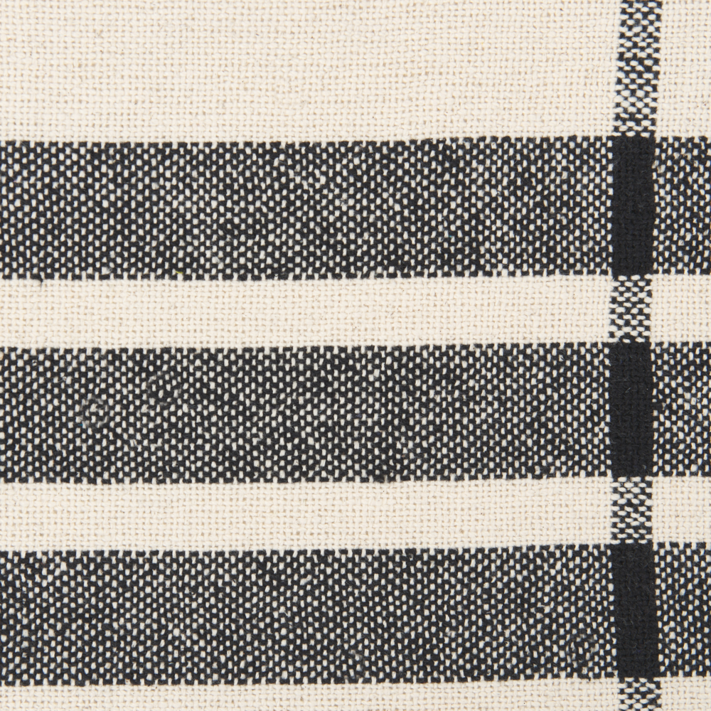 Coperta in cotone bianco sporco e nero 130 x 170 cm con frange decorative fatte a mano