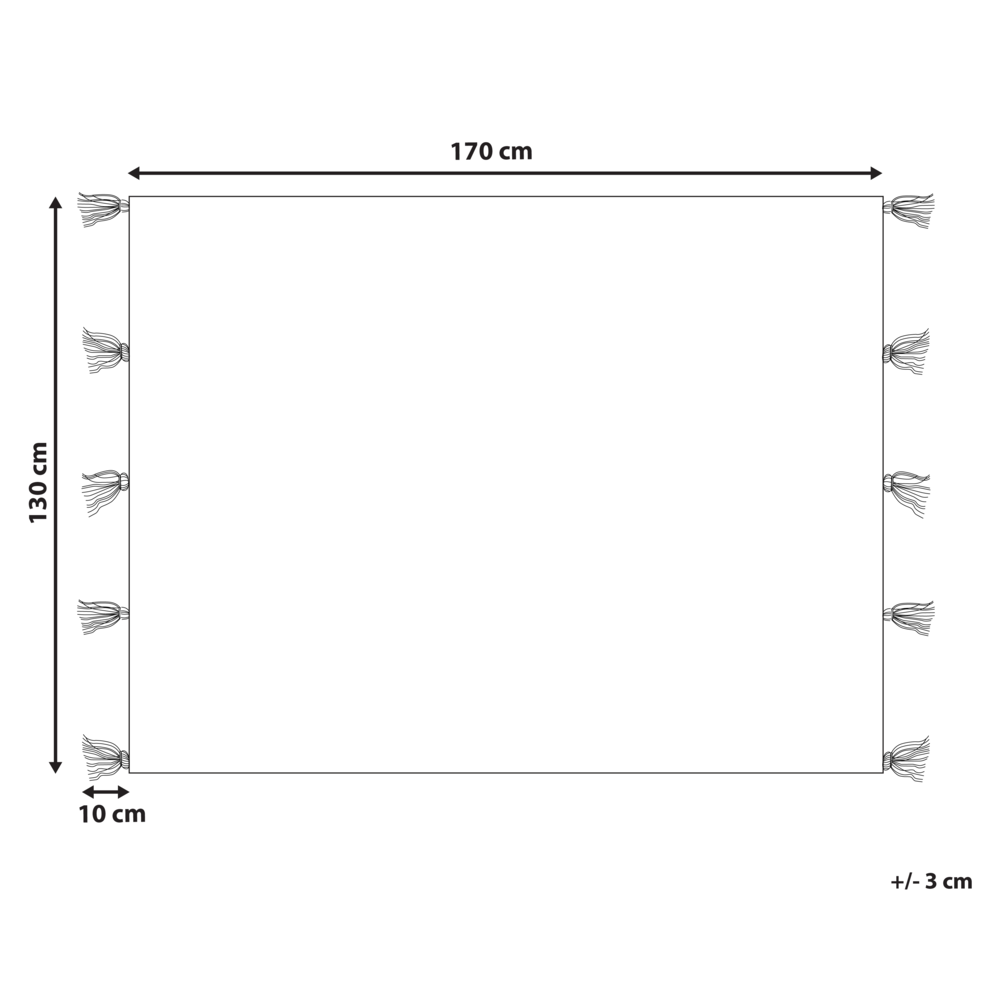 Coperta Beige Cotone 130 x 170 cm Accessorio a righe con frange decorative Fatto a mano