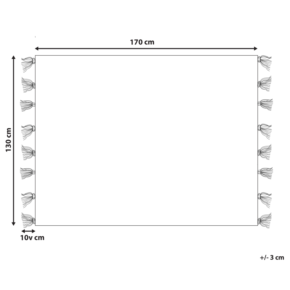 Coperta Beige Cotone 130 x 170 cm Accessorio a righe con frange decorative Fatto a mano