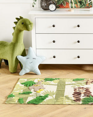 Tappeto per aree multicolore con stampa della giungla 80 x 150 cm, per la stanza dei bambini.