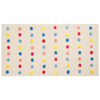 Tappeto per aree multicolore con mini pompon 80 x 150 cm, a basso contenuto di peli, per la stanza dei bambini.