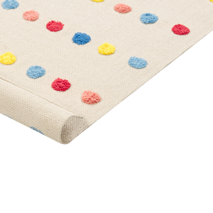 Tappeto per aree multicolore con mini pompon 80 x 150 cm, a basso contenuto di peli, per la stanza dei bambini.