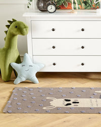 Tappeto Area Beige Stampa lama 80 x 150 cm Runner a pelo basso per la stanza dei bambini