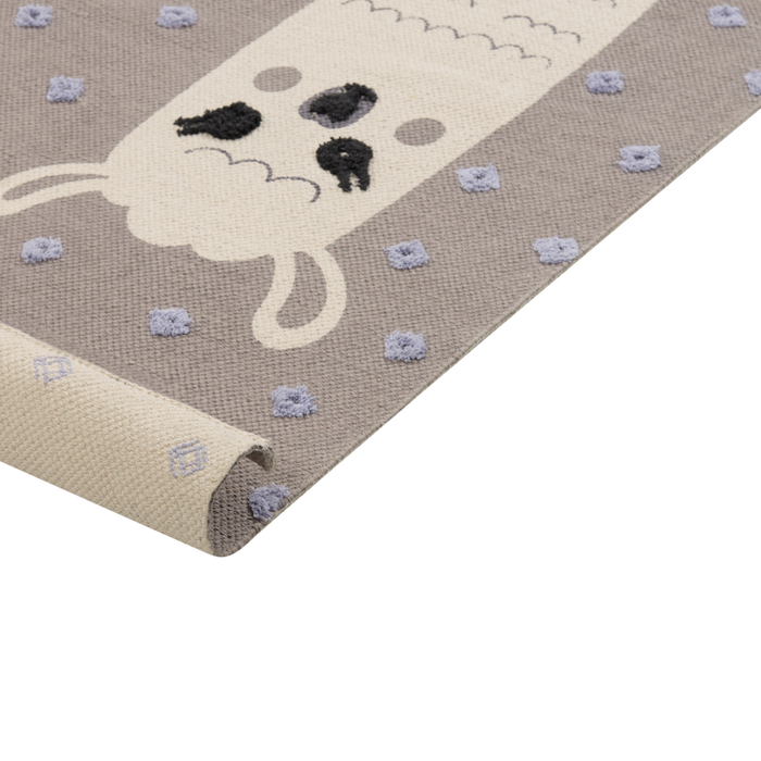 Tappeto Area Beige Stampa lama 80 x 150 cm Runner a pelo basso per la stanza dei bambini