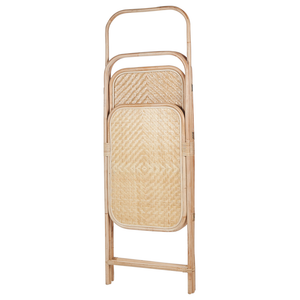 Divisorio per la stanza in rattan naturale e bambù a 3 pannelli pieghevoli con schermo decorativo.