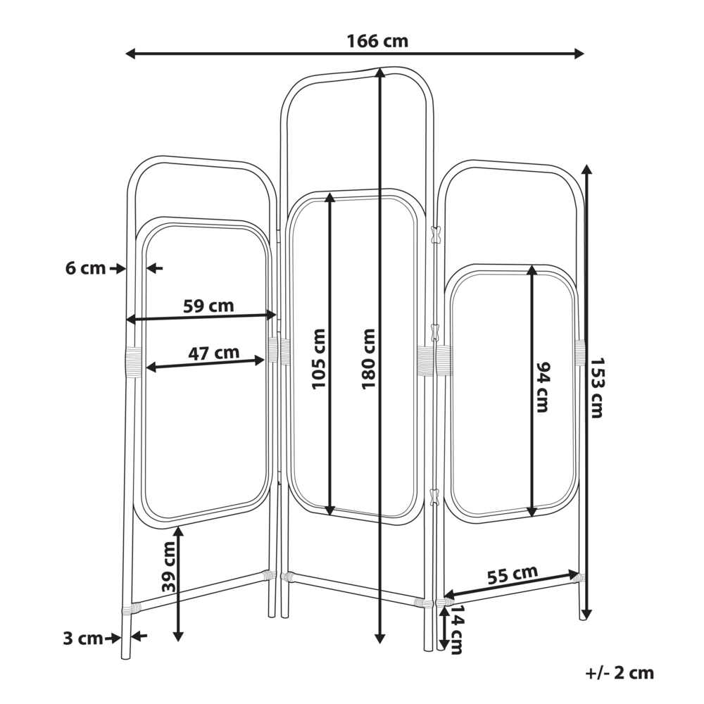 Divisorio per la stanza in rattan naturale e bambù a 3 pannelli pieghevoli con schermo decorativo.