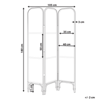 Divisorio per ambienti con telaio in rattan naturale e rete a 3 pannelli, schermo pieghevole e decorativo.