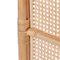 Divisorio per ambienti con telaio in rattan nero e rete a 3 pannelli, schermo pieghevole e decorativo.