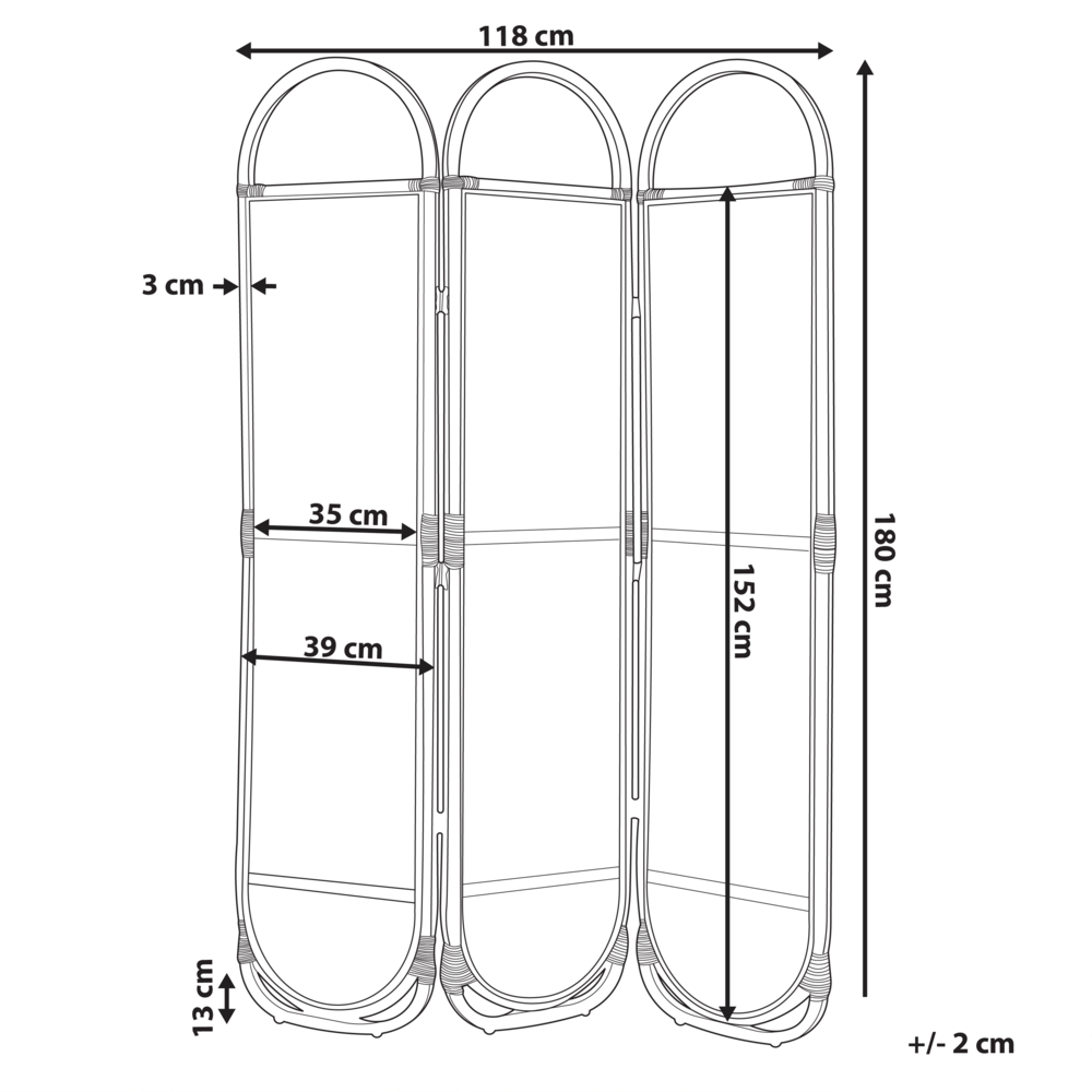 Divisorio per ambienti con telaio in rattan nero e rete a 3 pannelli, schermo pieghevole e decorativo.